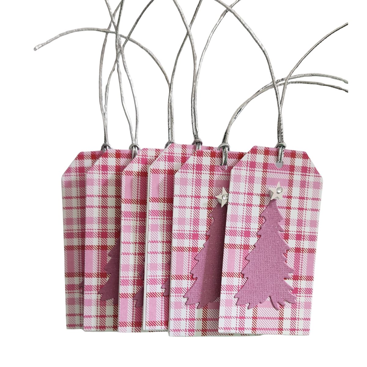 Pink Plaid Christmas Tree Gift Tags – Set of 6 | Elevated Giving Co