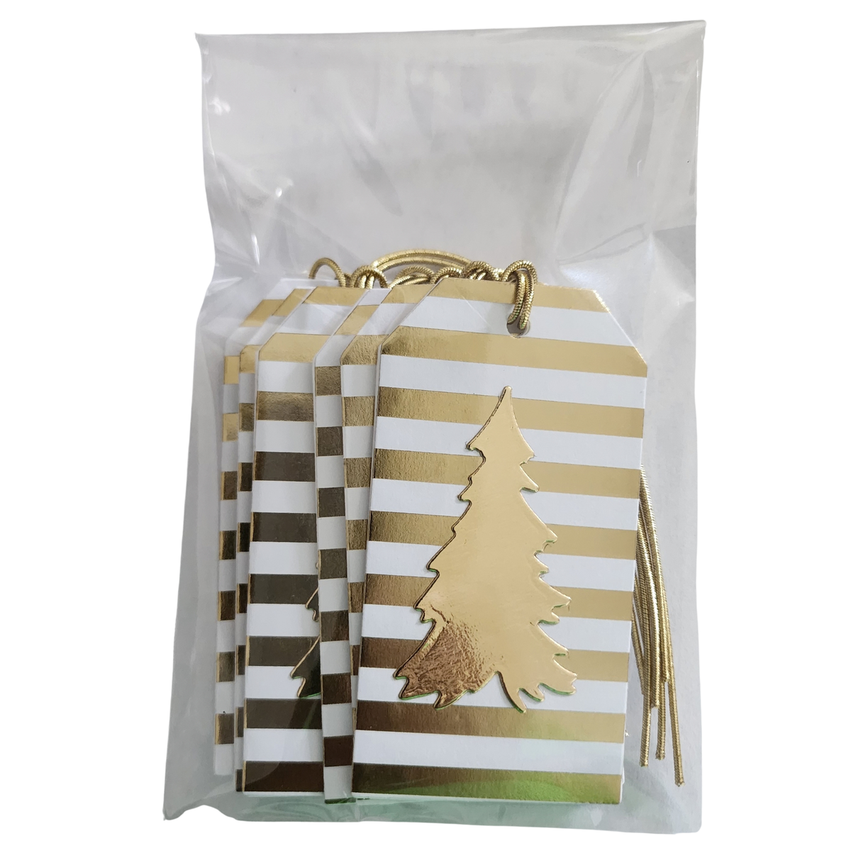Gold Stripe Christmas Tree Gift Tags – 6 Pc Set | Elevated Giving Co