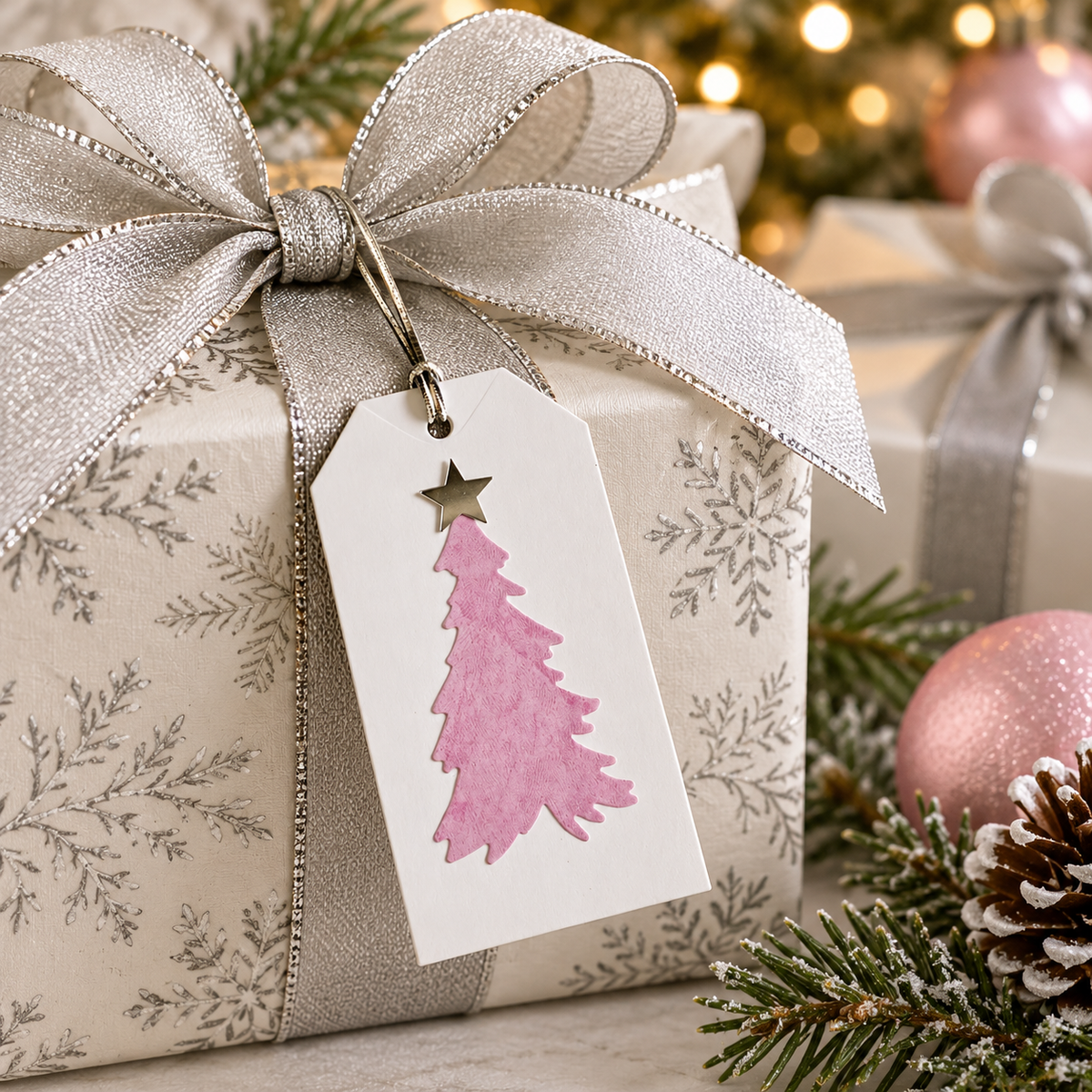 Blush Pink Christmas Tree Gift Tags - Set of 6