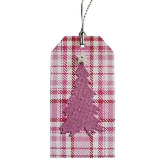 Pink Plaid Christmas Tree Gift Tags – Set of 6 | Elevated Giving Co