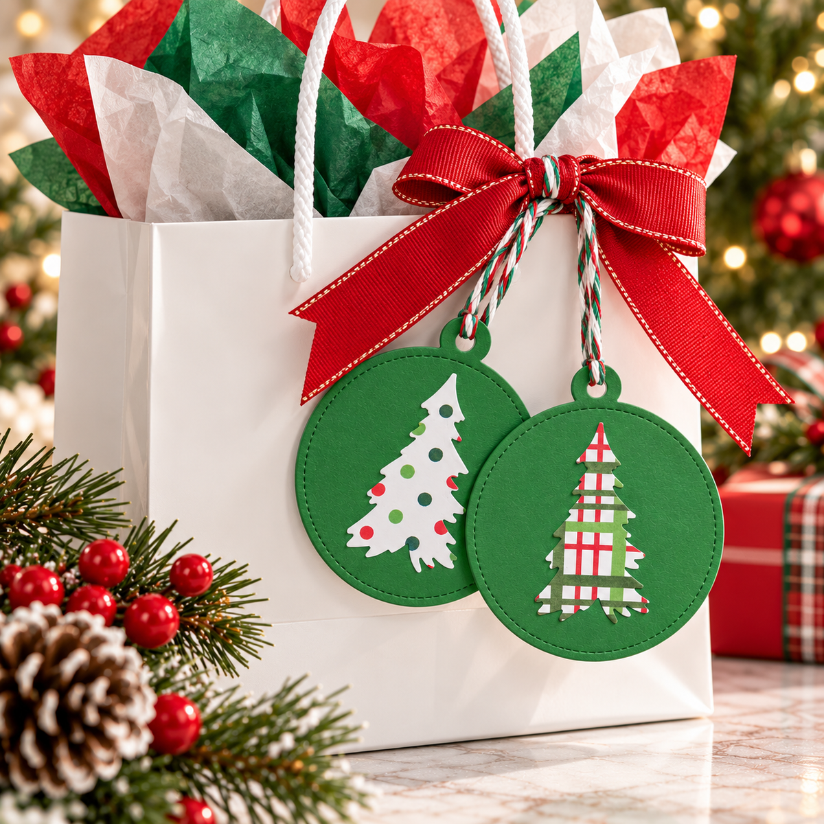 Festive Christmas Tree Gift Tags – 6 Pc Set | Elevated Giving Co
