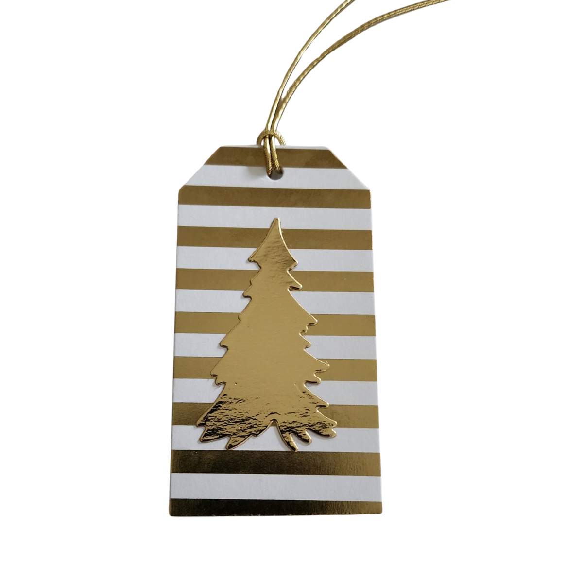 Gold Stripe Christmas Tree Gift Tags – 6 Pc Set | Elevated Giving Co