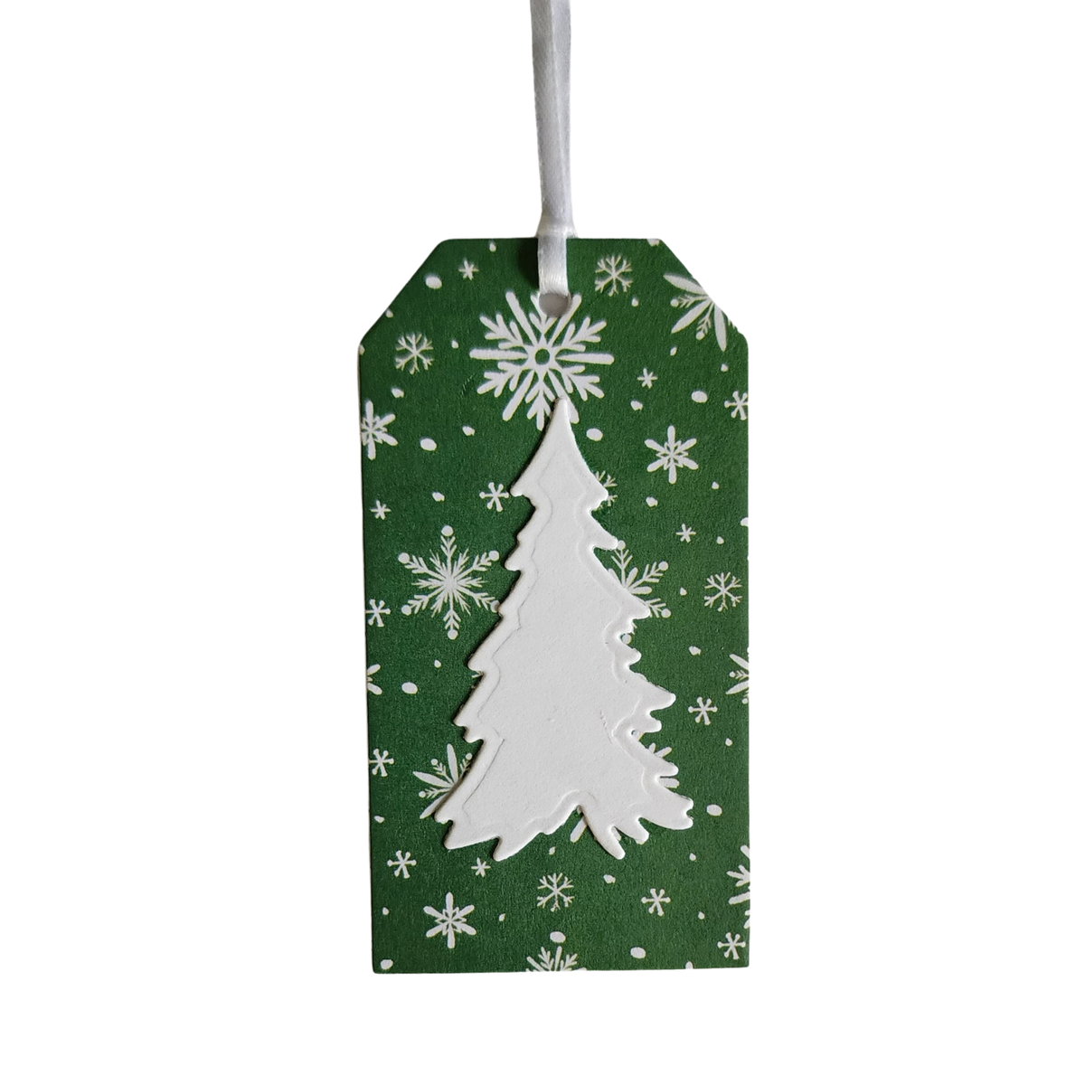 Red and Green Snowflake Christmas Tree Gift Tags - Set of 6