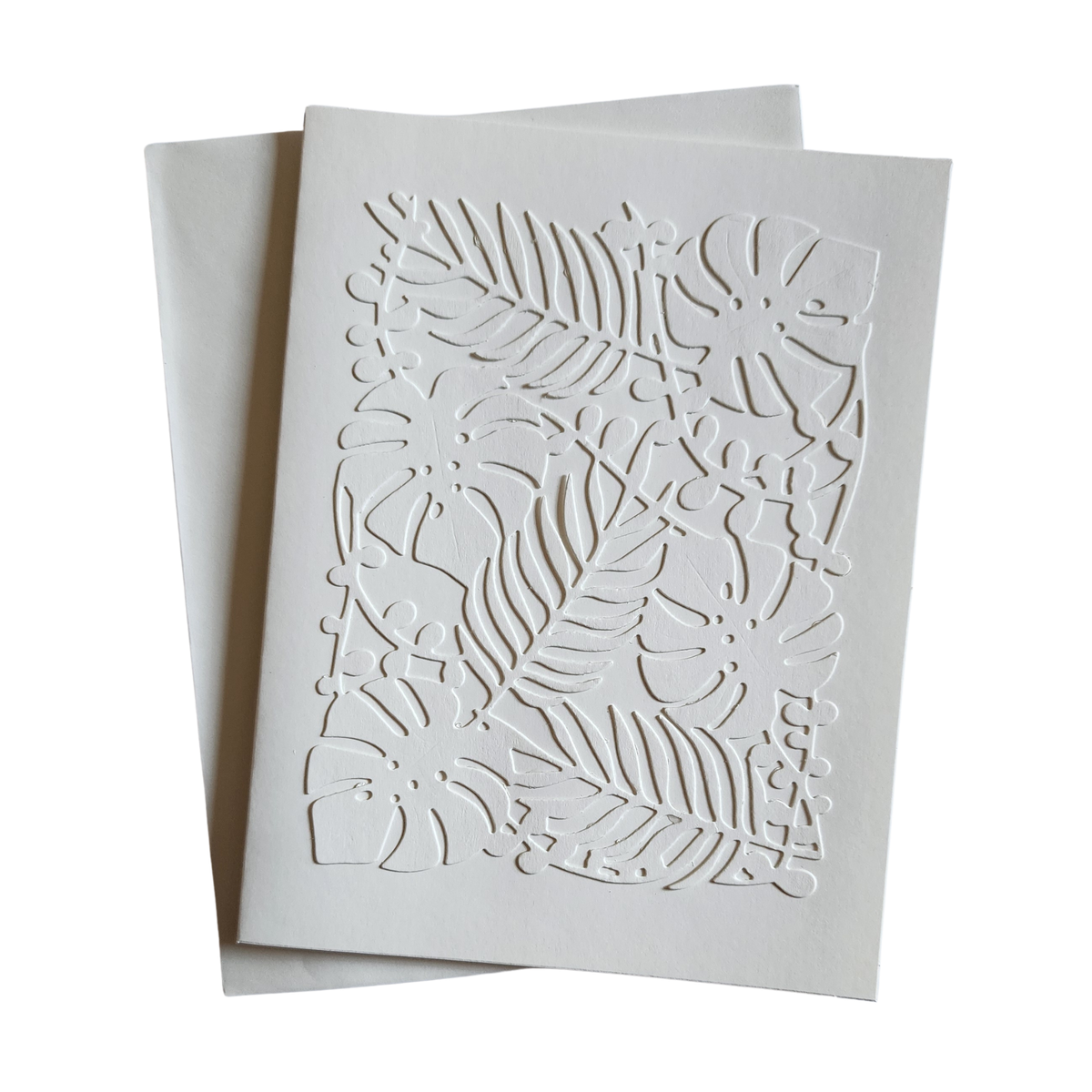 Ivory Tropical Botanical Embossed Notecard | Elevated Giving Co