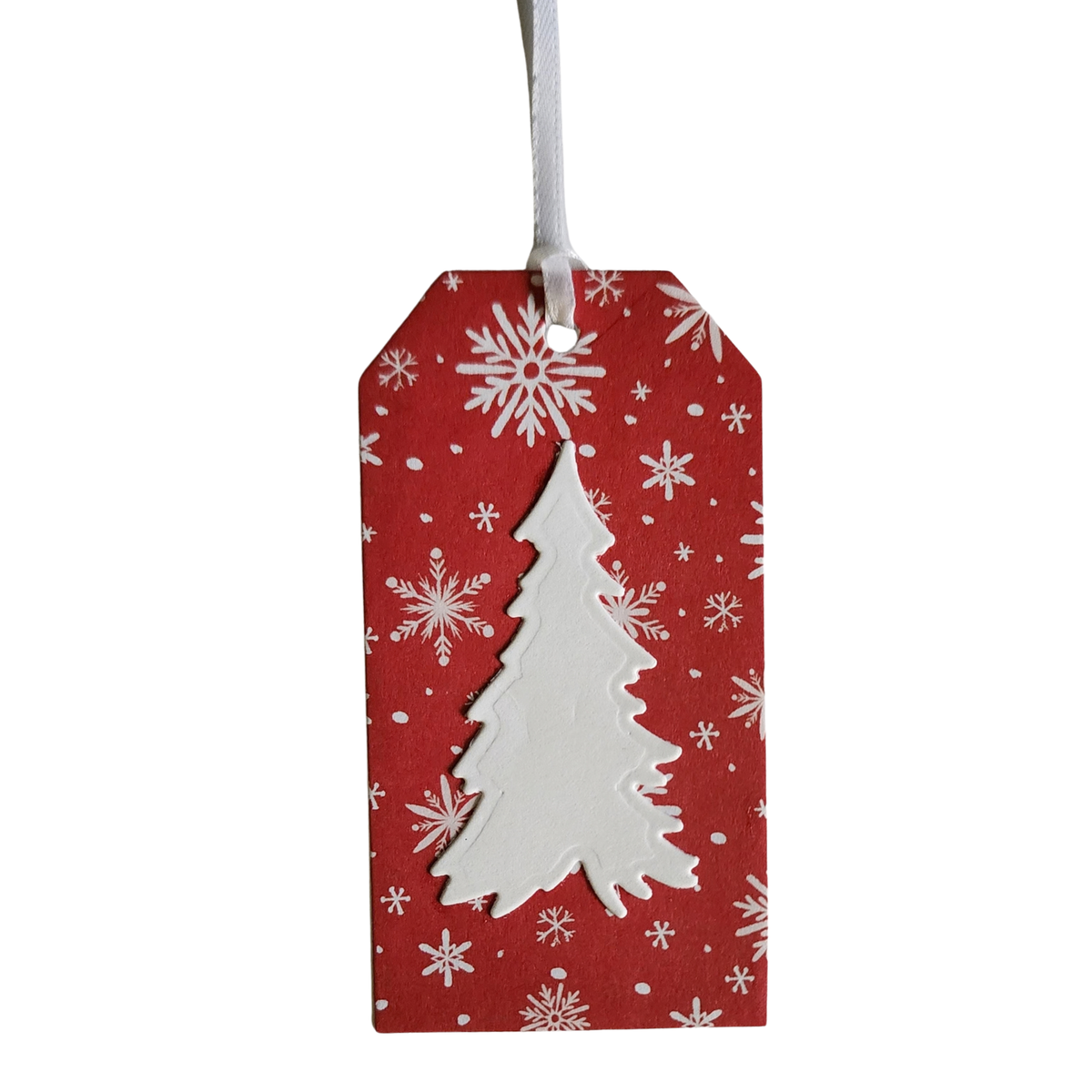 Red and Green Snowflake Christmas Tree Gift Tags - Set of 6