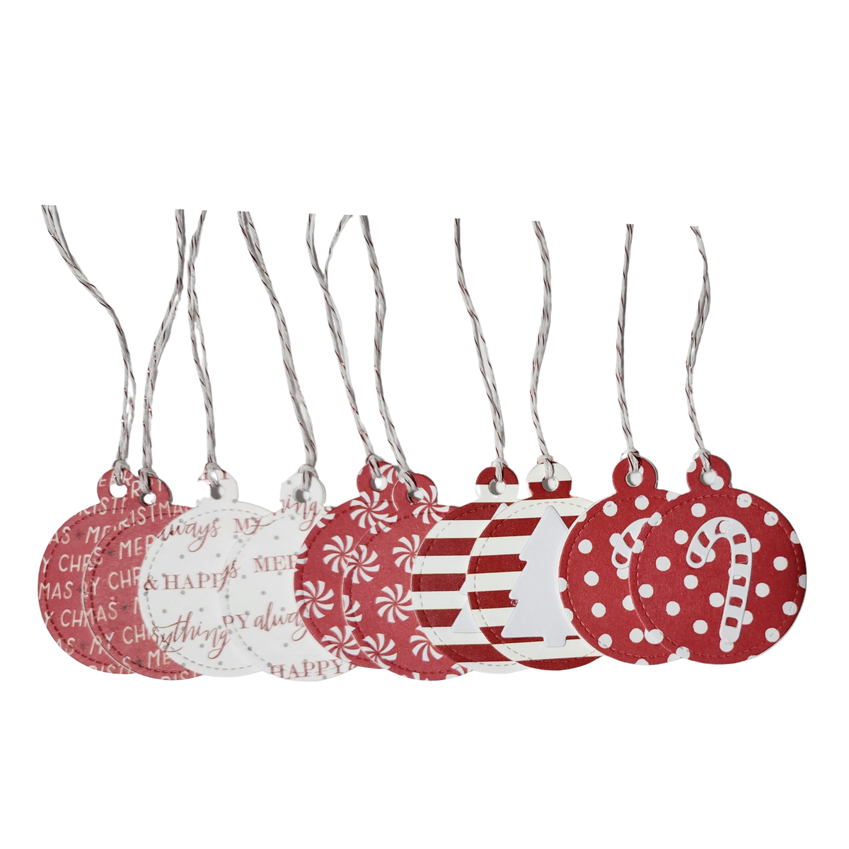 Red & White Christmas Gift Tags – Handmade Set of 10