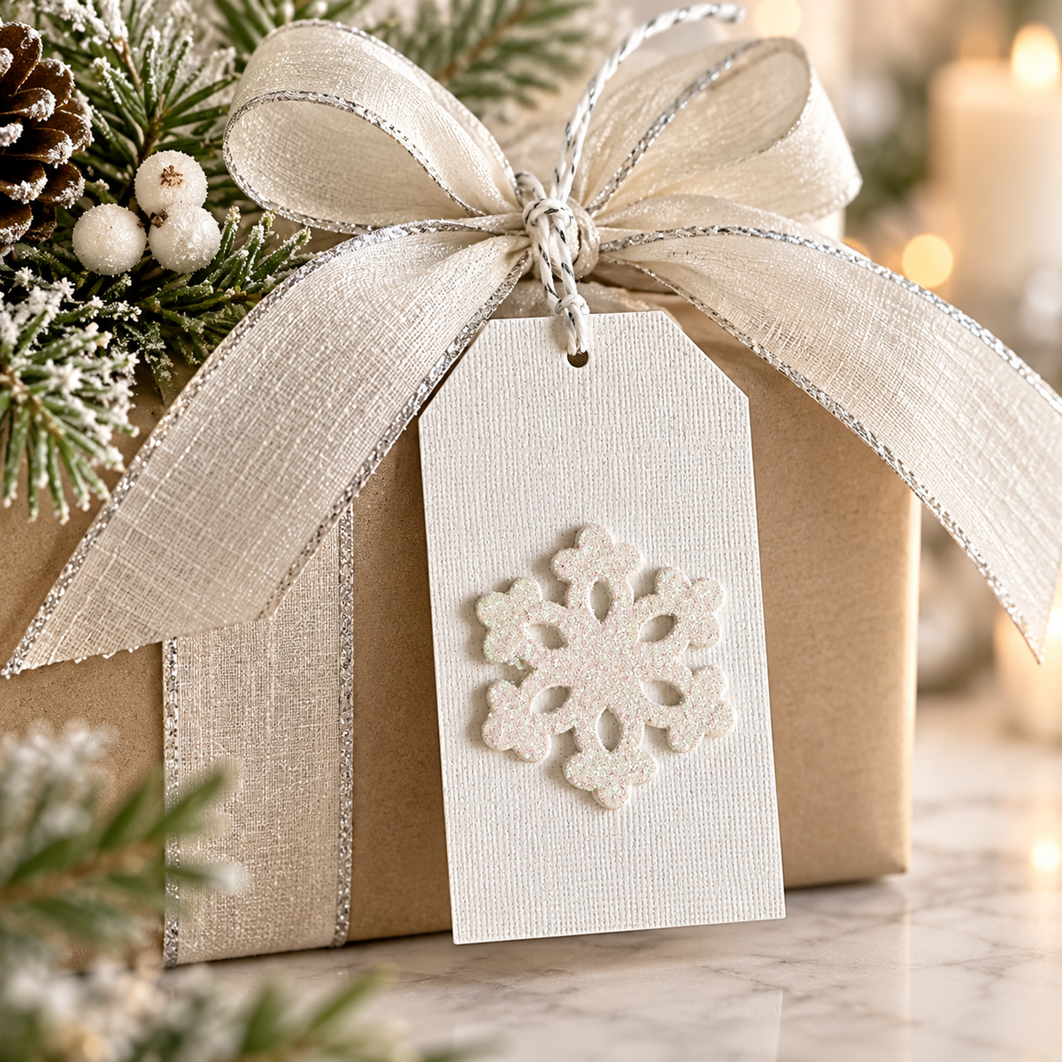 Sparkling Snowflake Christmas Gift Tag – Handmade
